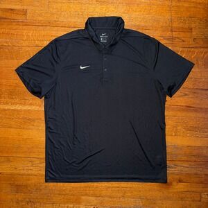 Nike Dri Fit Mens Charcoal Grey Short Sleeve Polo Shirt Athletic Golf Casual Top